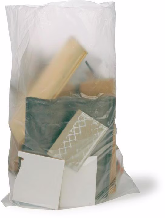 Schwergutsack Volumen 55l Maße 580c850mm Stärke 77µ HDPE transparent