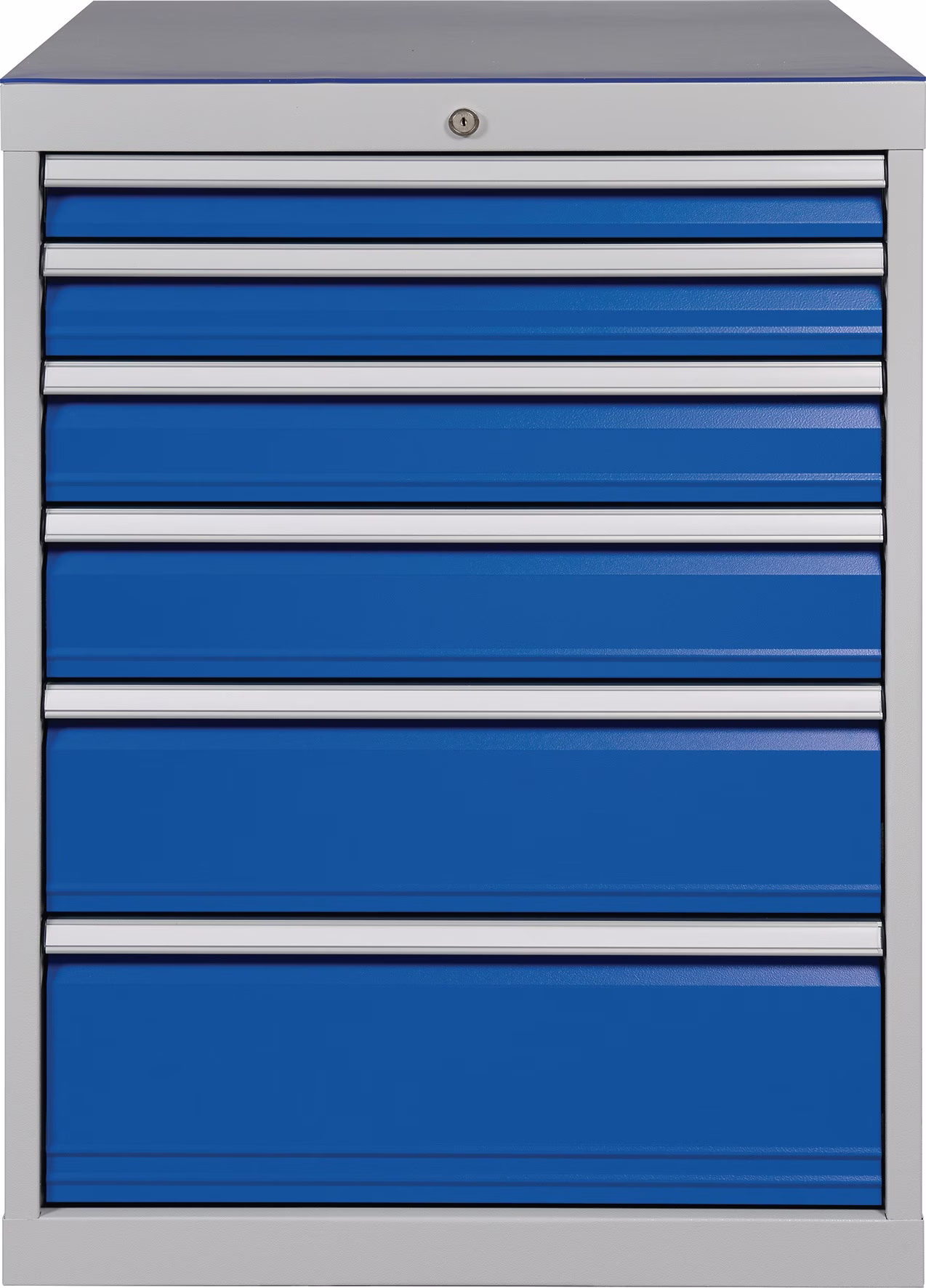 Schubladenschrank H1019xB705xT736mm lichtgrau/signalblau 6 Schubl