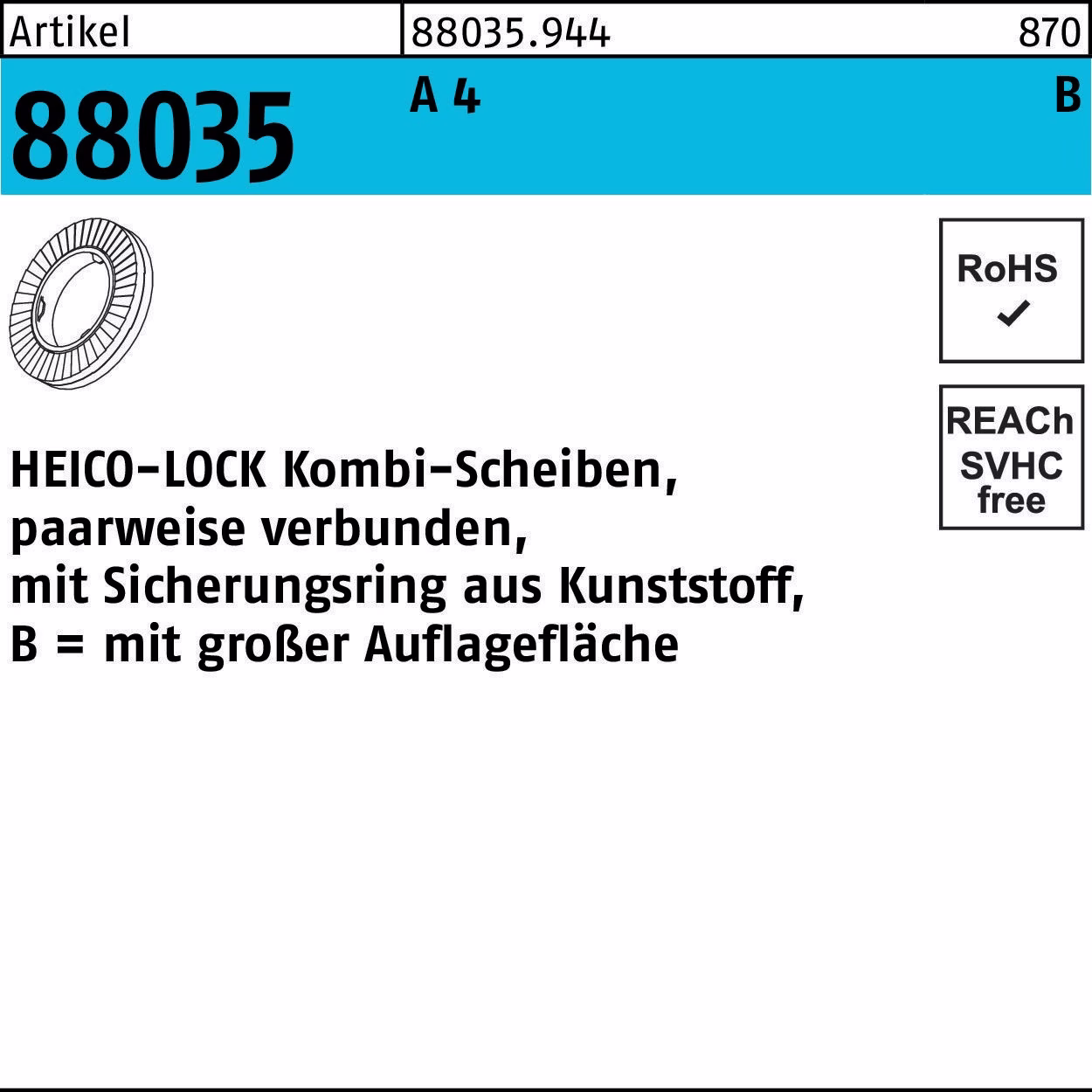 Kombischeibe R 88035 HKB-16S A 4 100 Stück