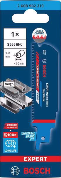 Säbelsägeblatt Medium-Thick Tough Metal L.100mm B.25mm TPI 10 2,5mm 1 St./Karte