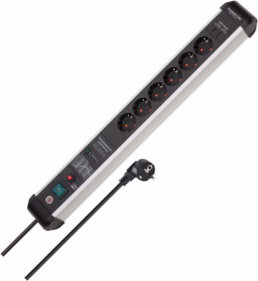 Steckdosenleiste Premium-Protect-Line 16A 230V schwarz/silber