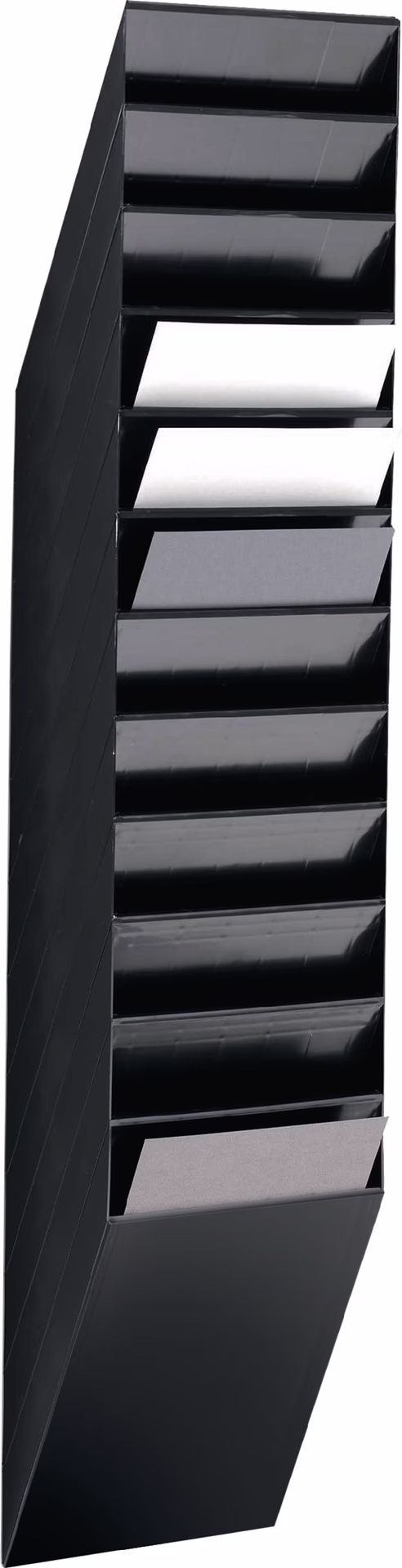 Prospekthalter H1115xB240xT135mm Anz.Fächer 12 A4 hoch Polystyrol schwarz