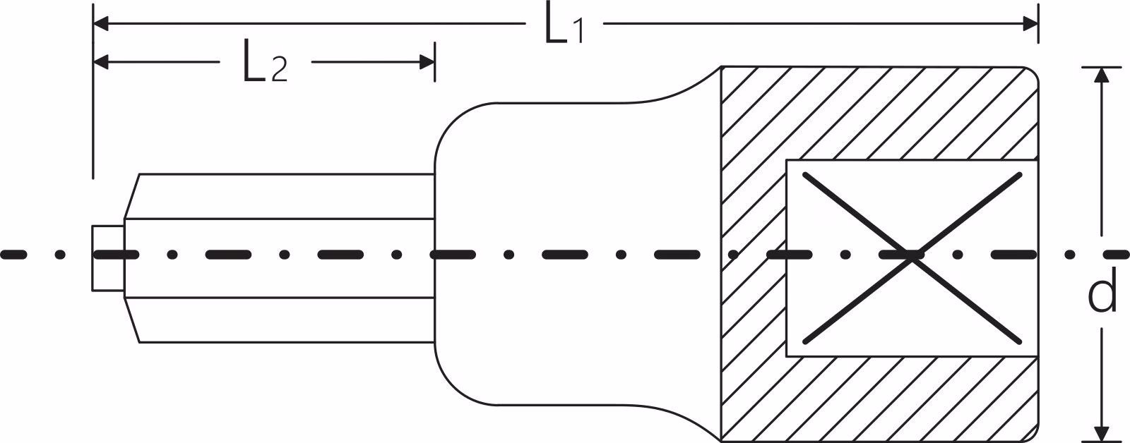 Steckschlüsseleinsatz 54 IC 1/2 Zoll Innen-6-kant,m.Zapfen SW 5mm