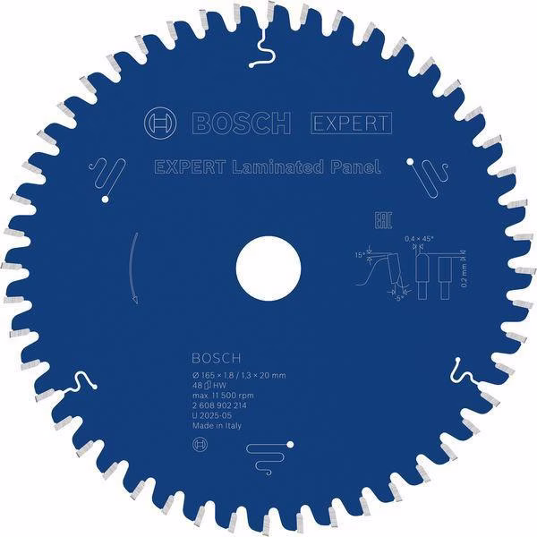 Kreissägeblatt EXPERT Laminated Panel AD165mm Z.48 HLTCG Bohr.20mm SchnittB1,8mm