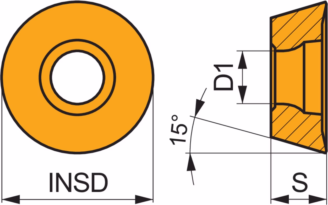 Fräswendeschneidplatte ISO RDGT 1003MOT:M9340 D.3,9mm MT-CVD beschichtet Schwarz