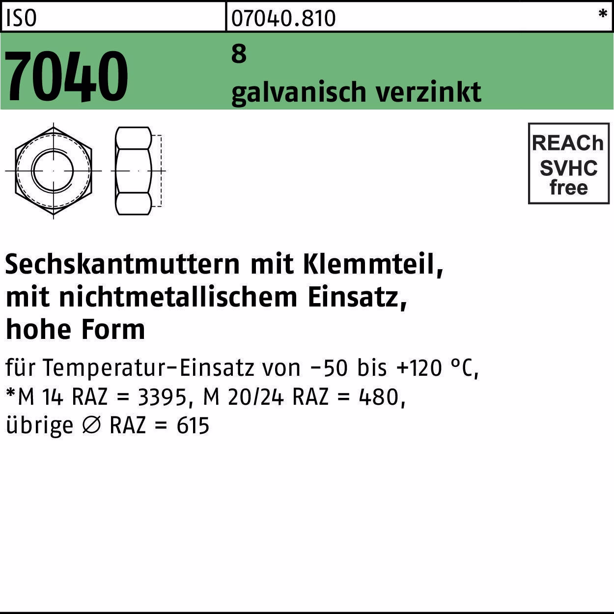 Sechskantmutter ISO 7040 Klemmteil