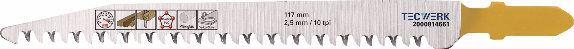 Stichsägeblatt Gesamt-L.117mm Zahnt.2,5mm S.1,45mm HCS 5 St./Karte