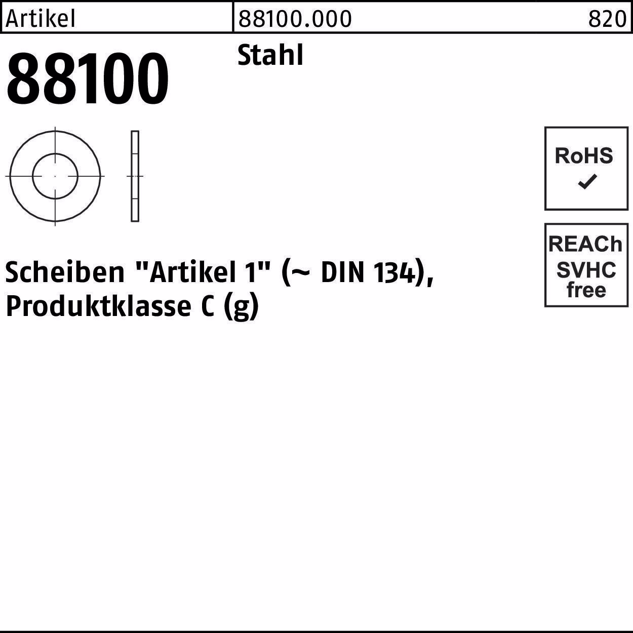 Unterlegscheibe R 88100 40x 80x5 Stahl 50 Stück