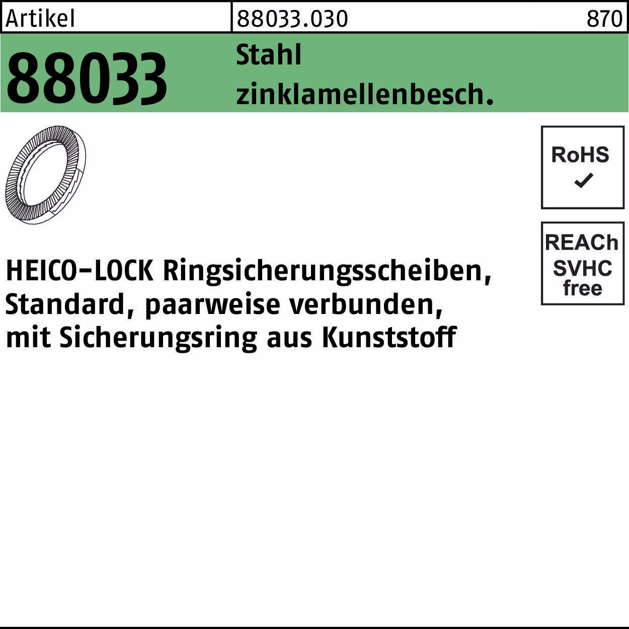Keilsicherungsscheibe R 88033 Stahl flZnnc