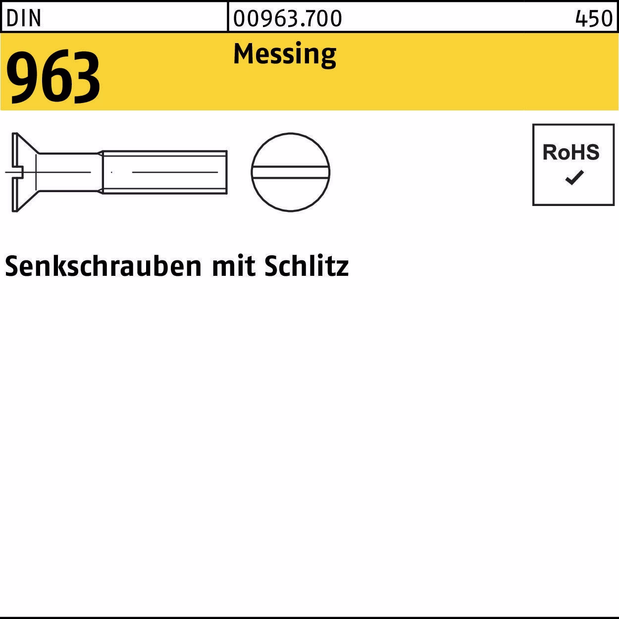 Senkschraube DIN 963 Schlitz M4x 35 Messing 200 Stück