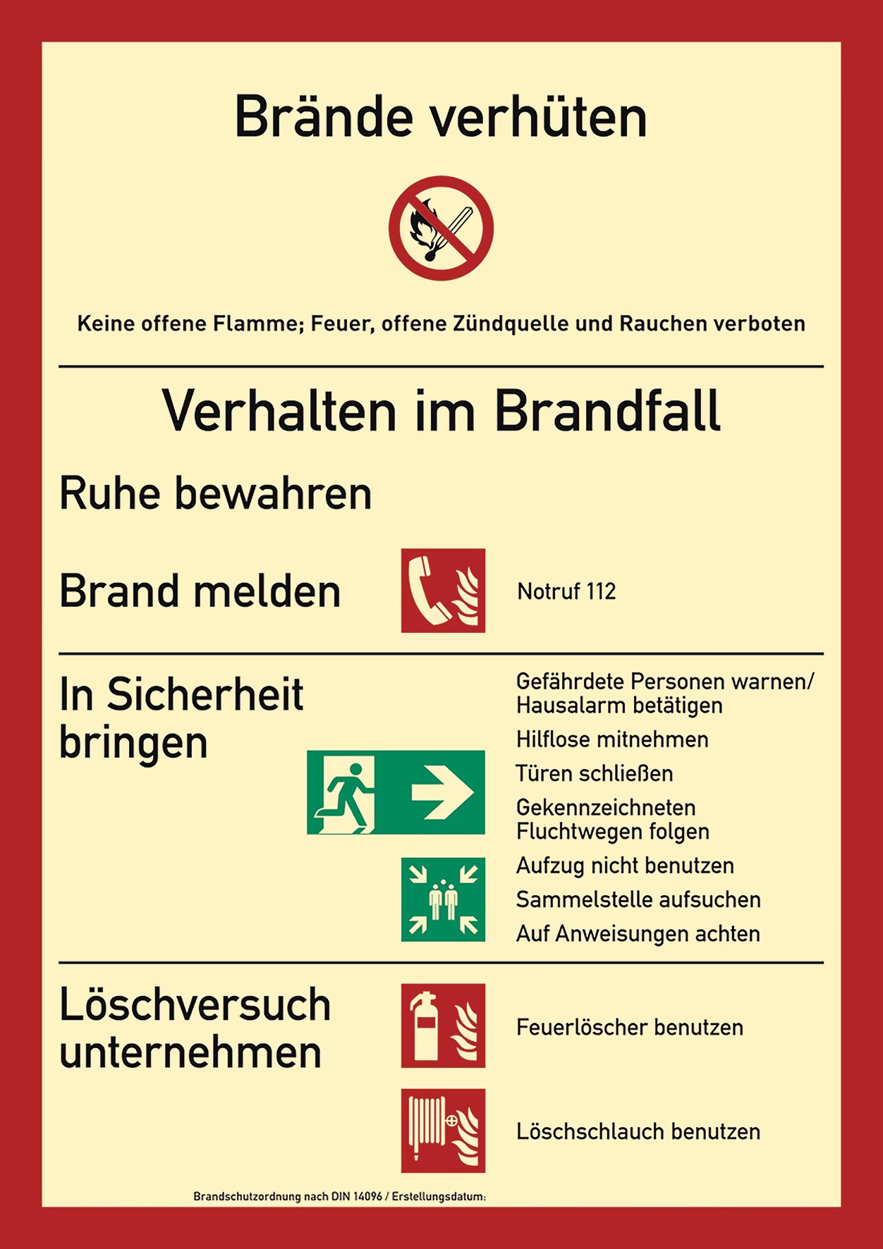 Brandschutzzeichen DIN EN ISO 7010 L210xB297mm Brandschutzordnung
