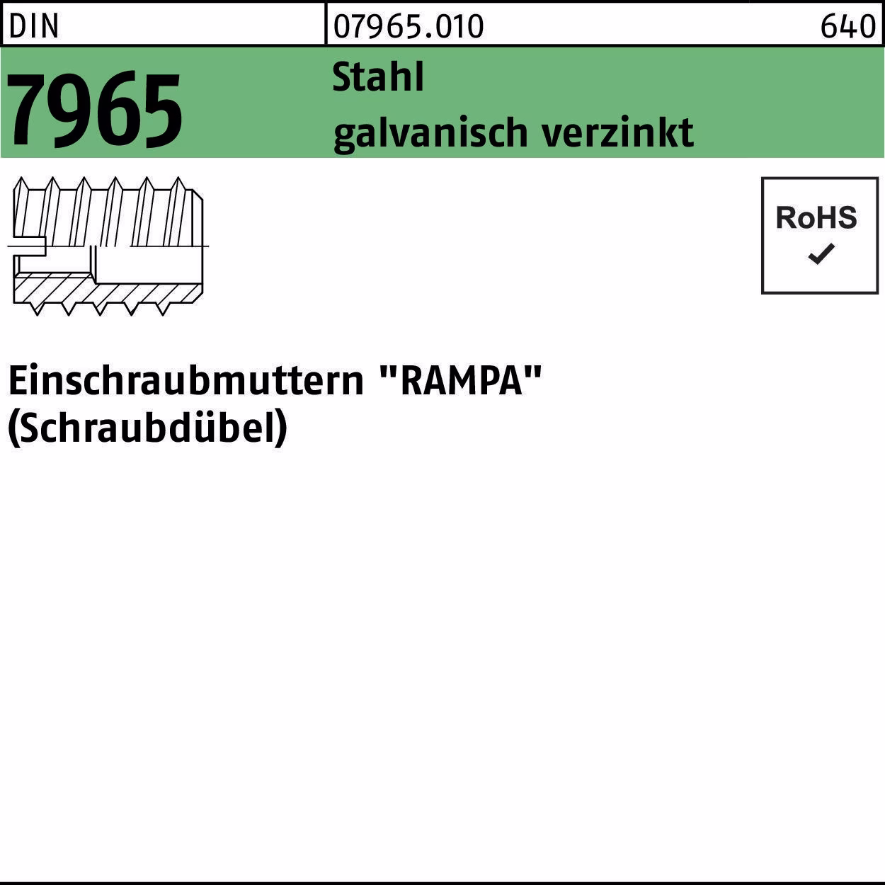 Einschraubmutter DIN 7965 Stahl galv.verz.
