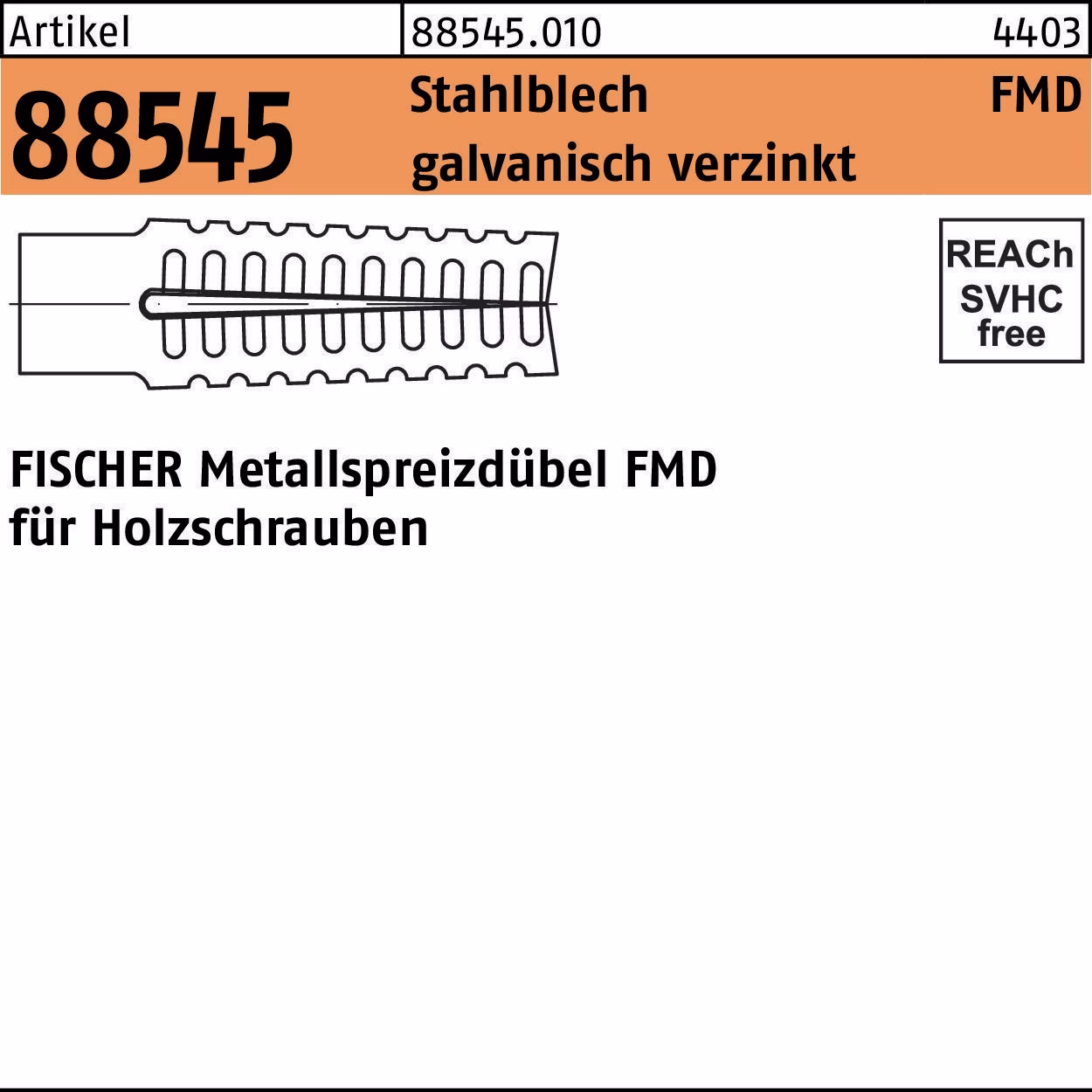 Metallspreizdübel R 88545 FMD Stahlblech galv.verz.