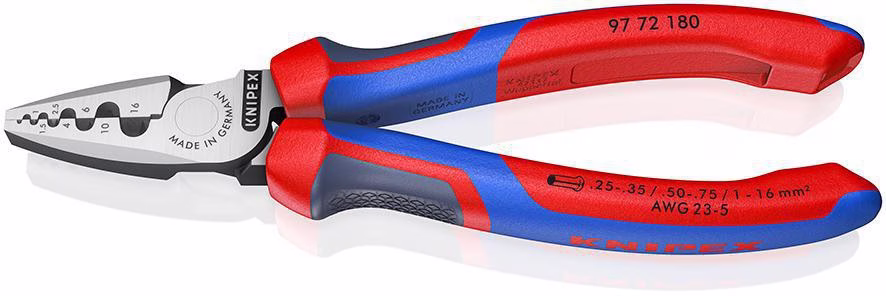 Aderendhülsenzange Gesamtlänge 180 mm 0,25 - 16,0 (AWG 23 - 5) mm² poliert KNIPEX
