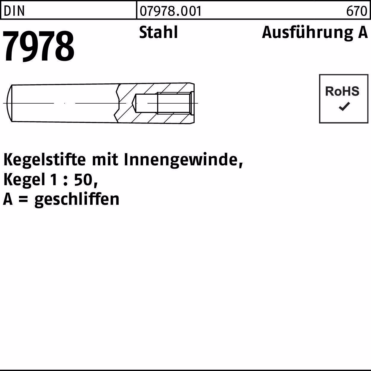 Kegelstift DIN 7978/ISO 8736 A Kegel 1:50
