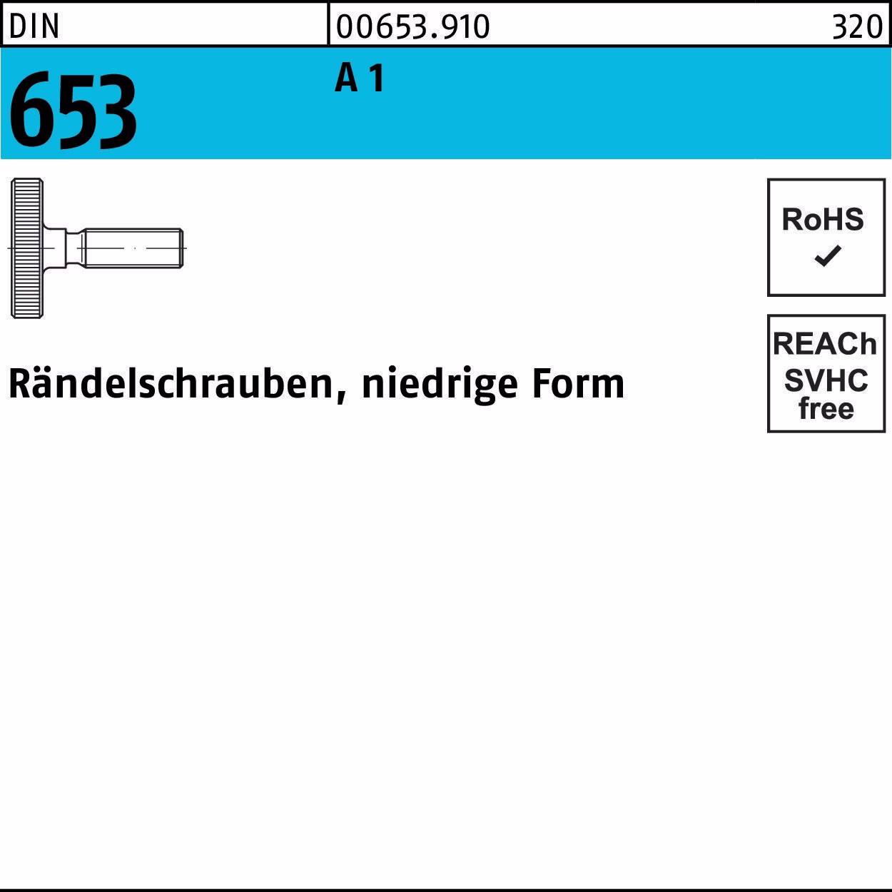 Rändelschraube DIN 653 niedrige FormM4x 8 A 1 10 Stück