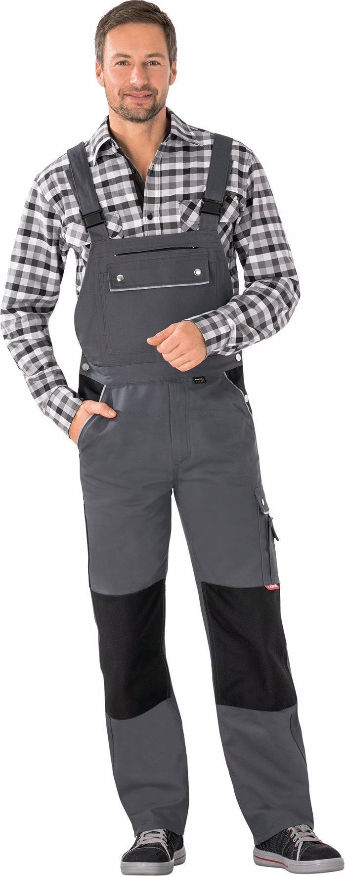 Latzhose Canvas 320 grau/schwarz