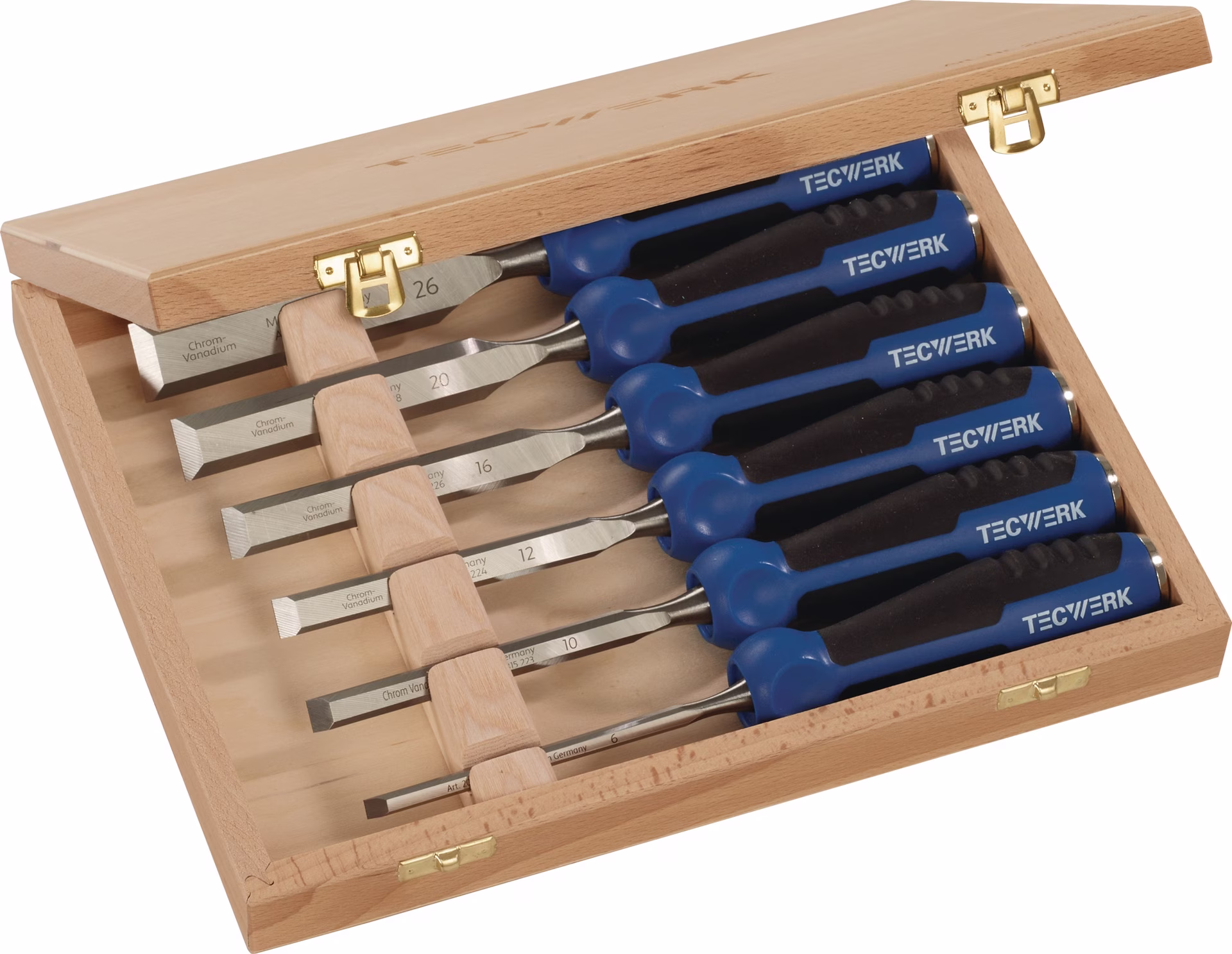 Stechbeitelsatz 6,10,12,16,20,26mm 2-K Heft.6-tlg.HO-Kasten