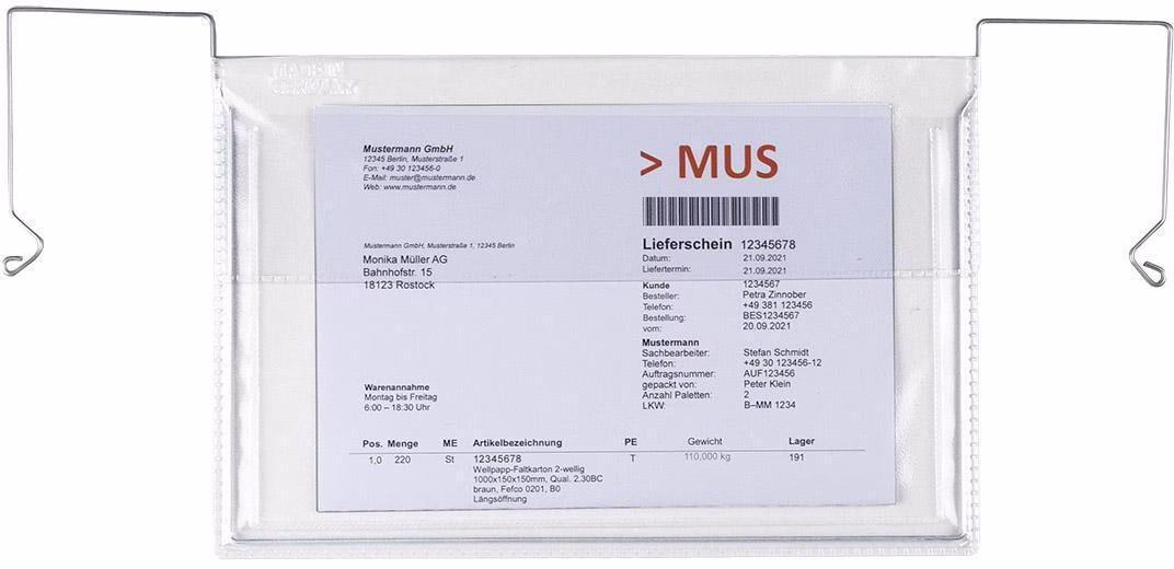 Drahtbügeltasche Maße S.180µ PVC-Weichfolie