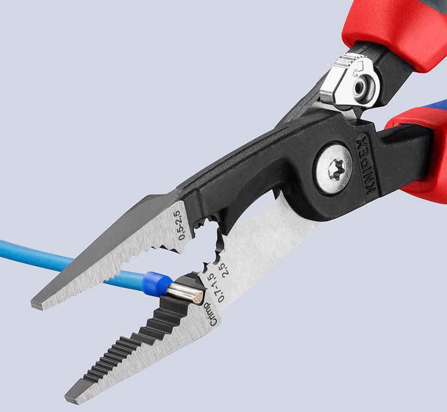 Elektroinstallationszange L.200mm pol.Comfort-Griff m.Öffnungsf