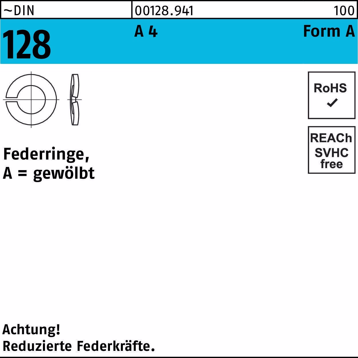 Federring DIN 128 A 16 A 4 50 Stück