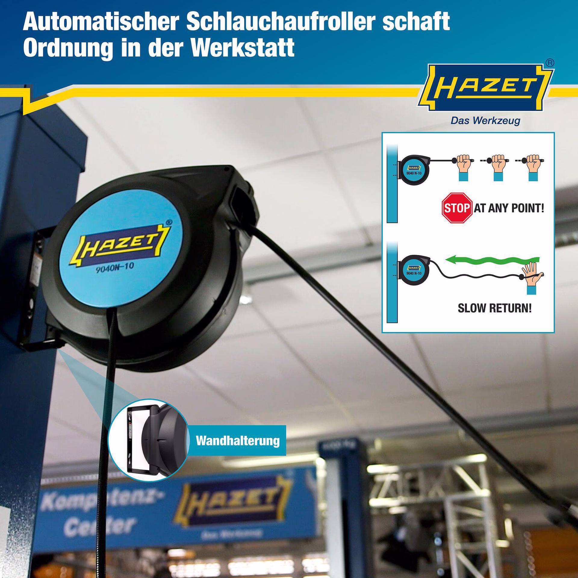 Druckluftschlauchtrommel 9040N-10 f.Druckluft u.Wasser L.900mm Geh.Ku.