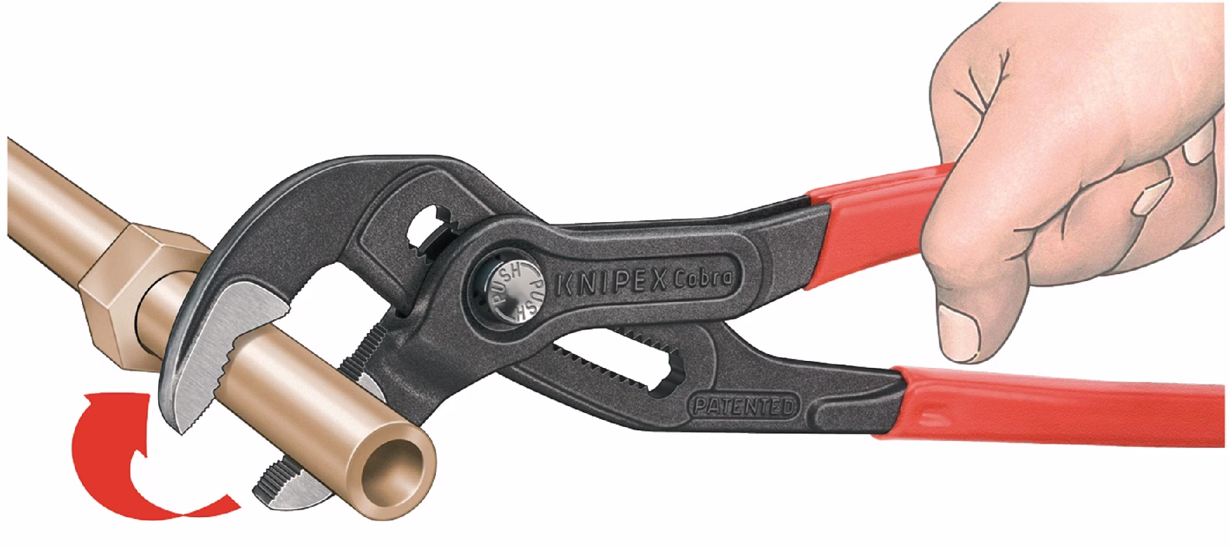 Wasserpumpenzange Cobra® L.125mm Spann-W.27mm verchr.Ku.-Überzug