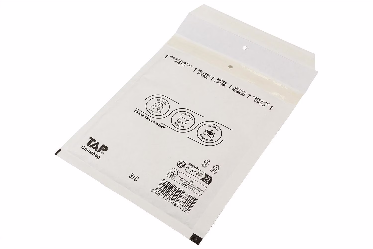 Luftpolsterversandtasche Innenmaß 140x215mm Außenmaß 170x225mm weiß SK-Verschlus