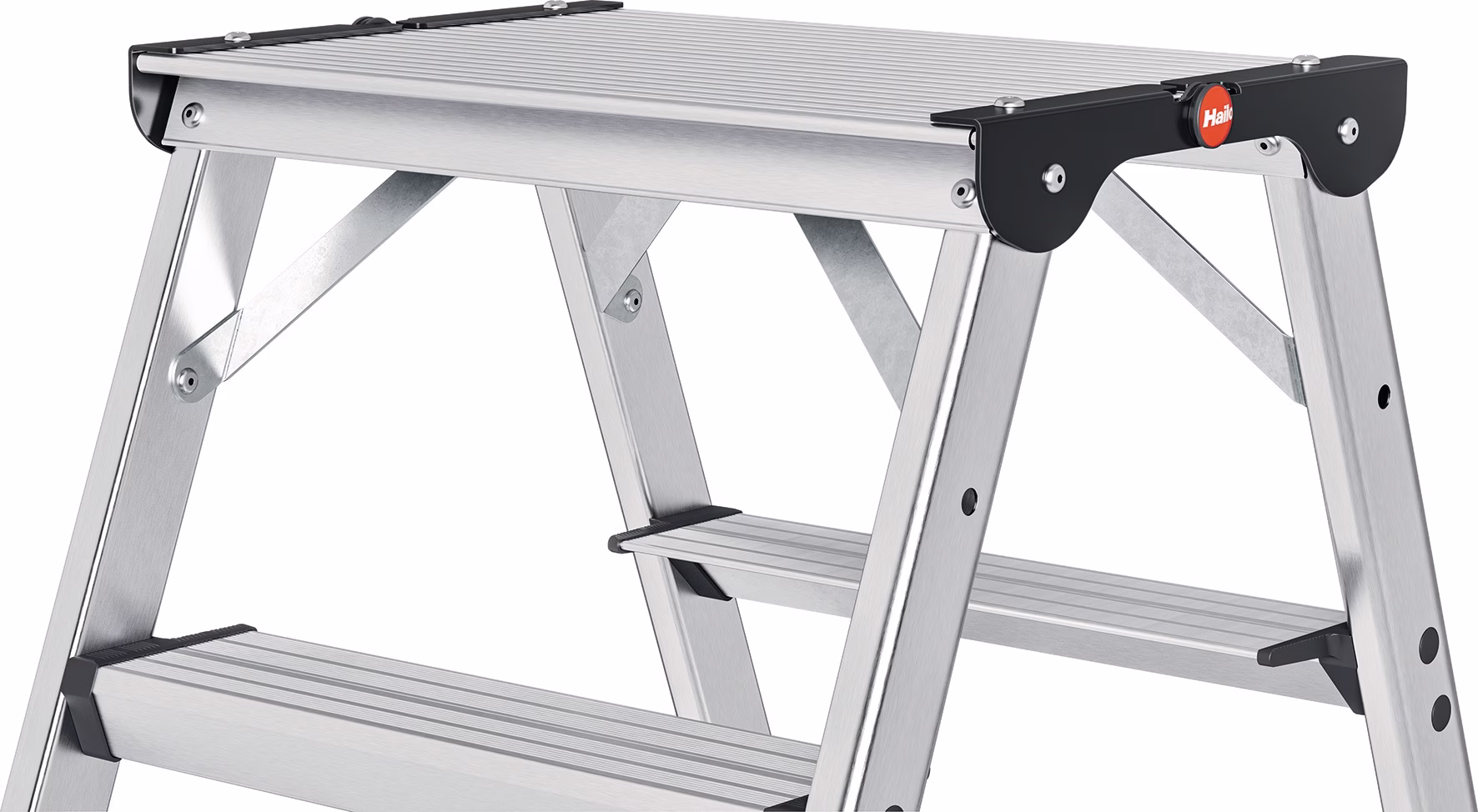 Stufenstehleiter DTL100 2x4-2x6 Stufen Alu.Gesamt-H.981-1430mm teleskopier