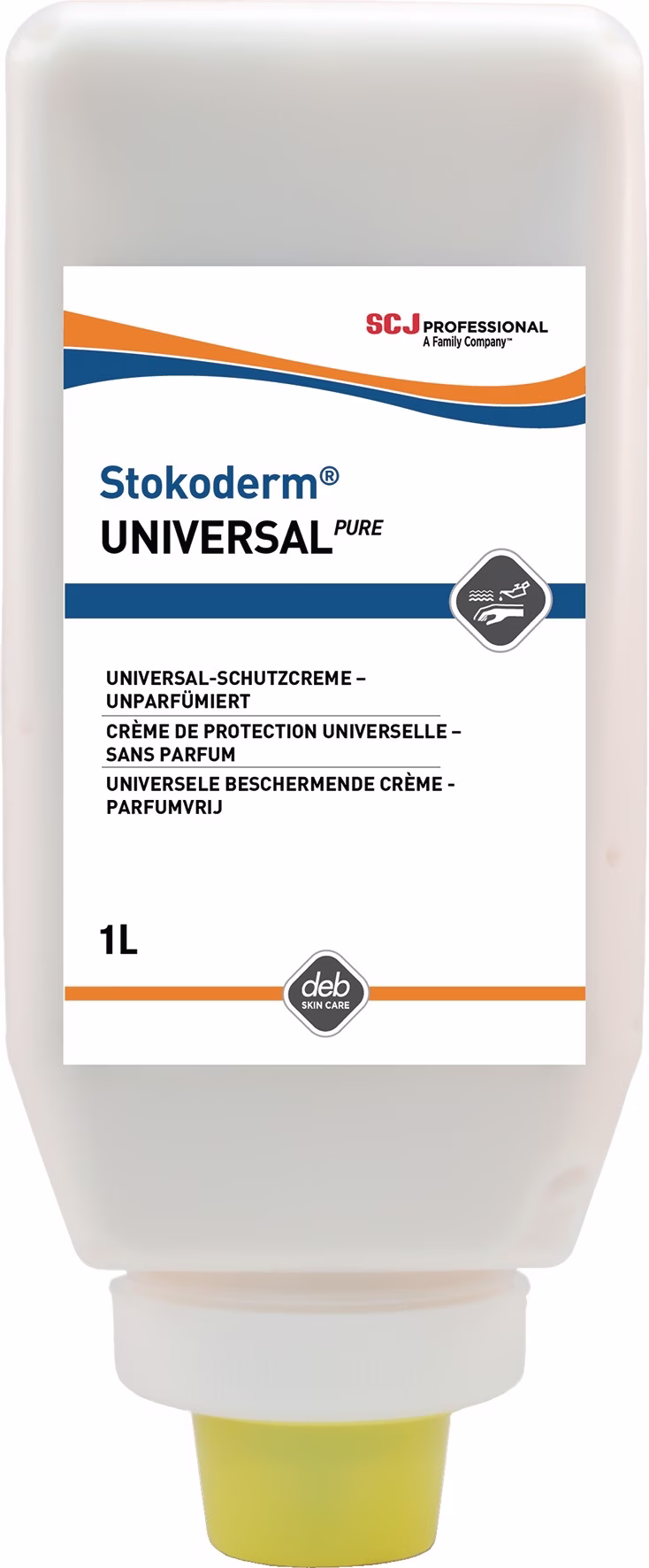 Hautschutzcreme Stokoderm Univ.PURE 1l schwach fettend,unparfümiert Softflasche