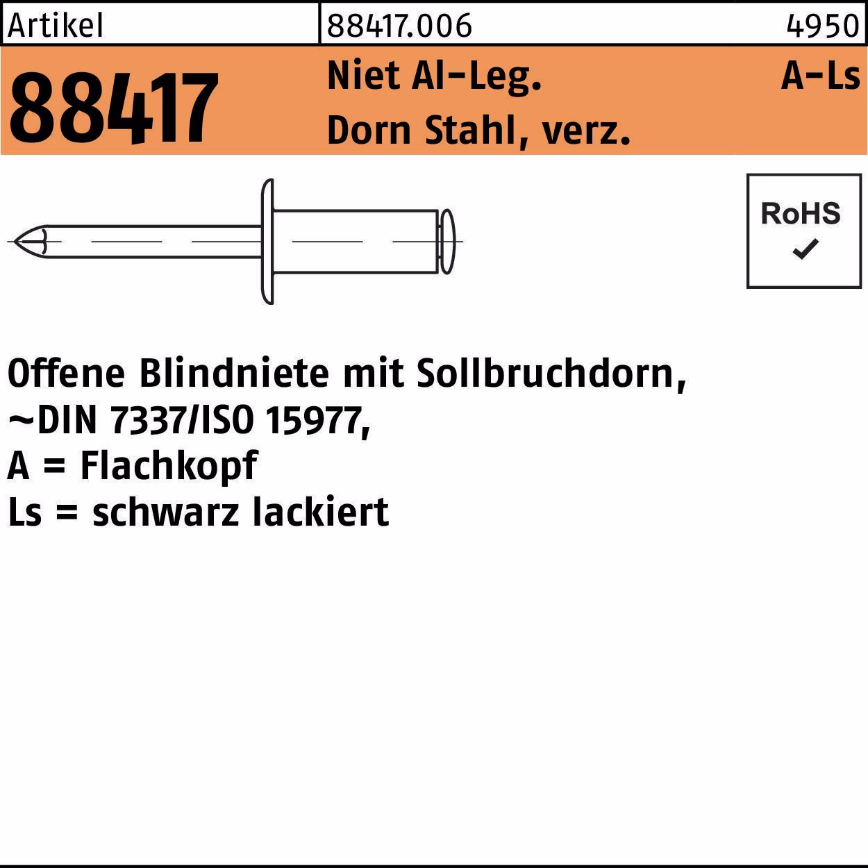 Blindniete R 88417 FLAKO Niet Stahl verz. 500St.
