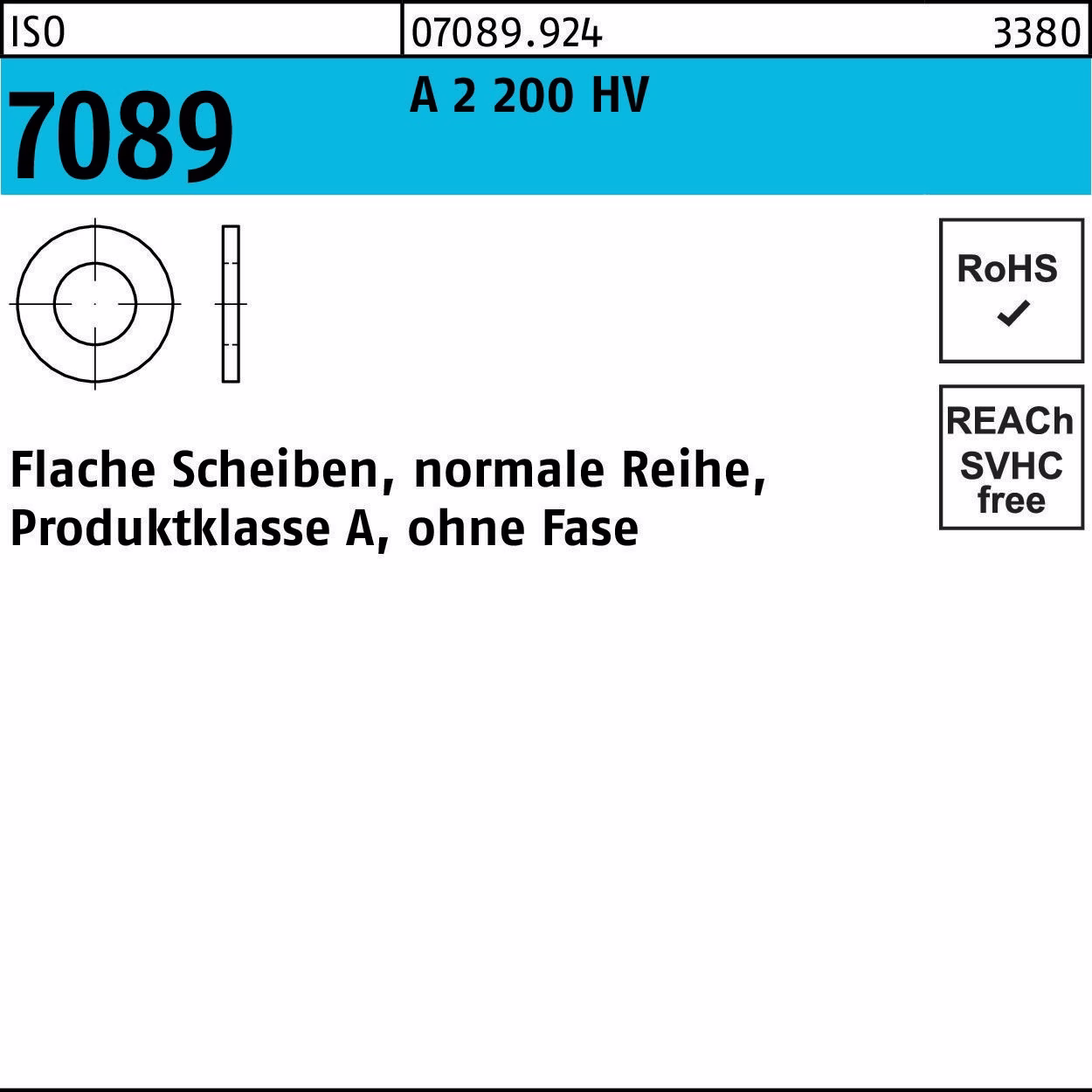 Unterlegscheibe ISO 7089 o.Fase