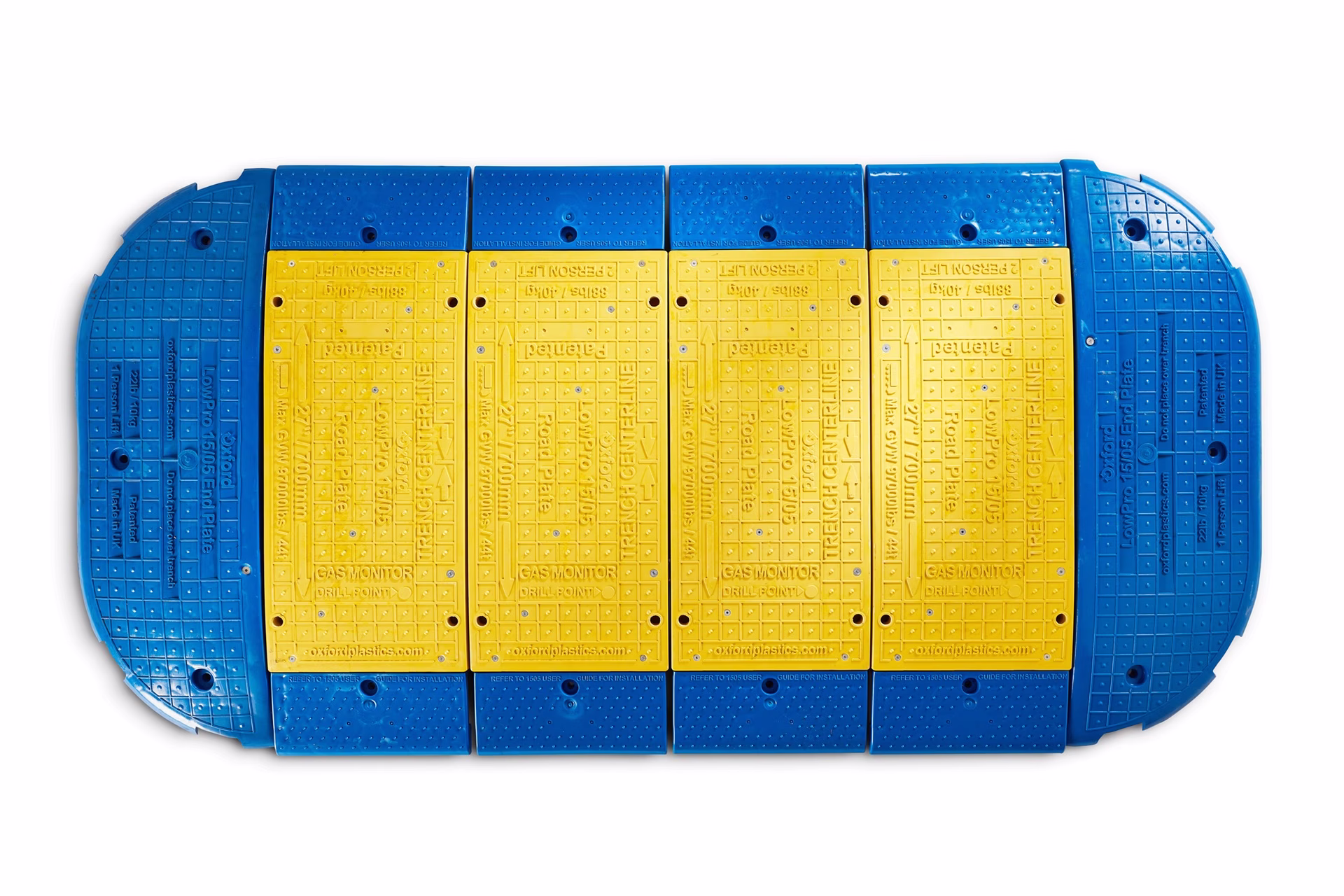 Grabenbrücke LowPro® 15/05 Road Plate gelb-blau L.1500mm B.500mm 44 t G.40kg