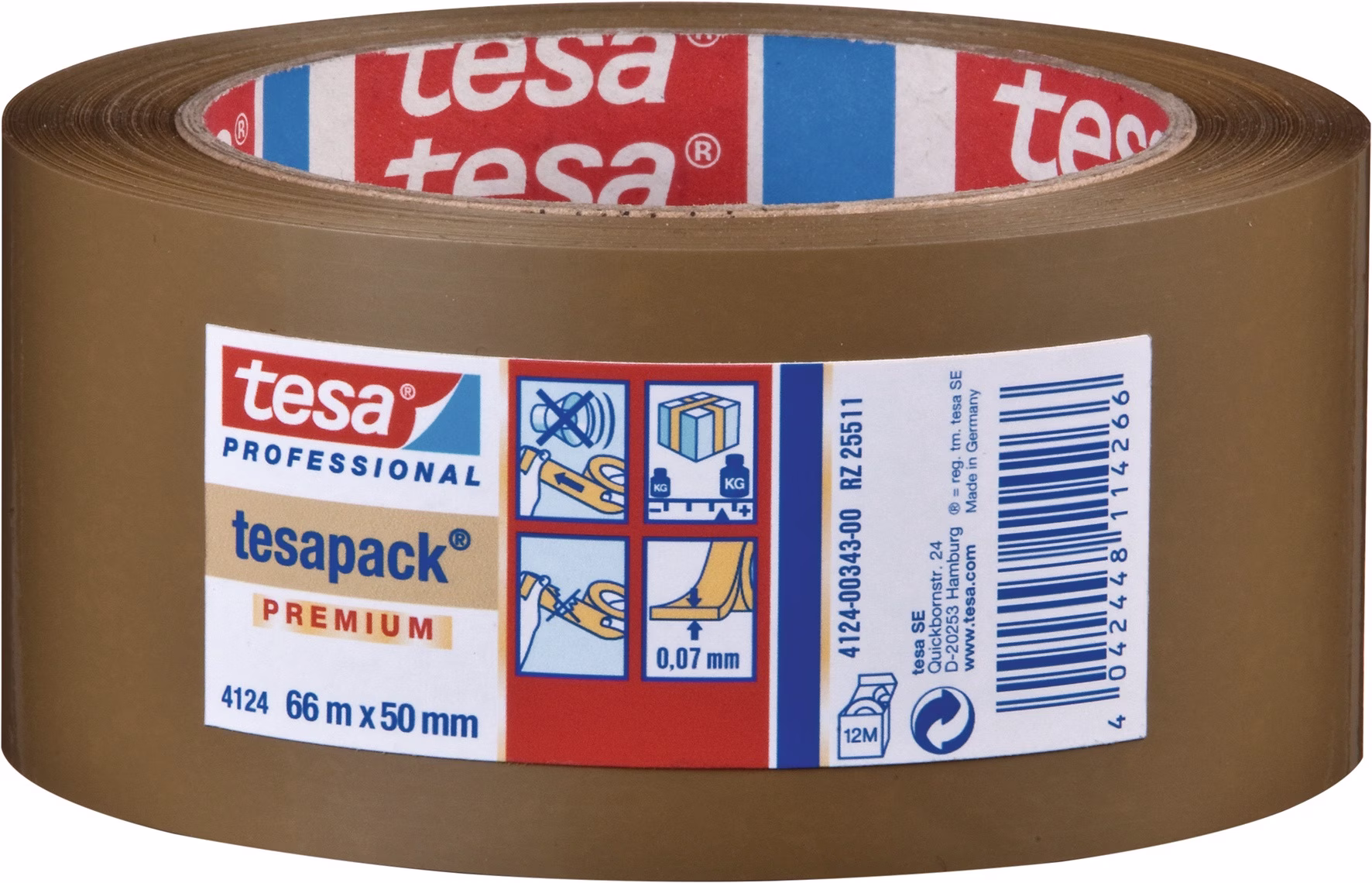 Verpackungsklebeband PVC tesapack® 4124 chamois L.66m B.50mm Rl