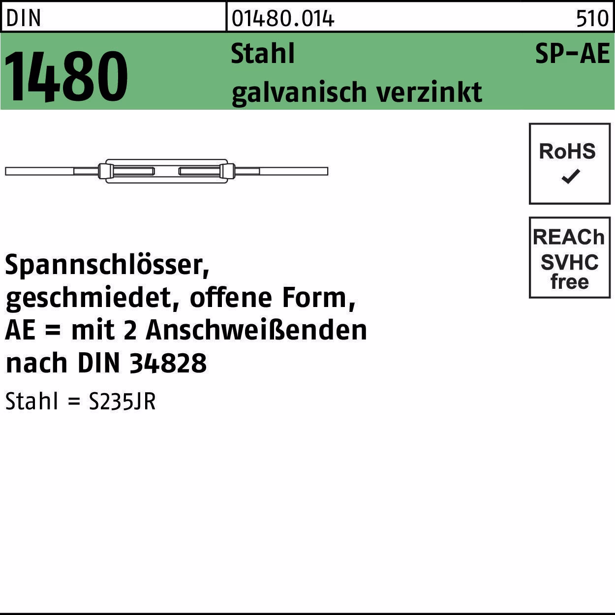 Spannschloss DIN 1480 offen