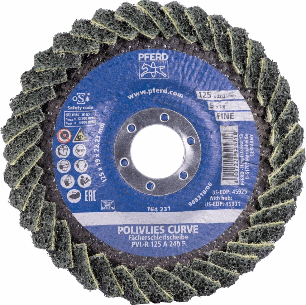 Fächerscheibe POLIVLIES-CURVE PVL-R D.125mm K.240 Korund A