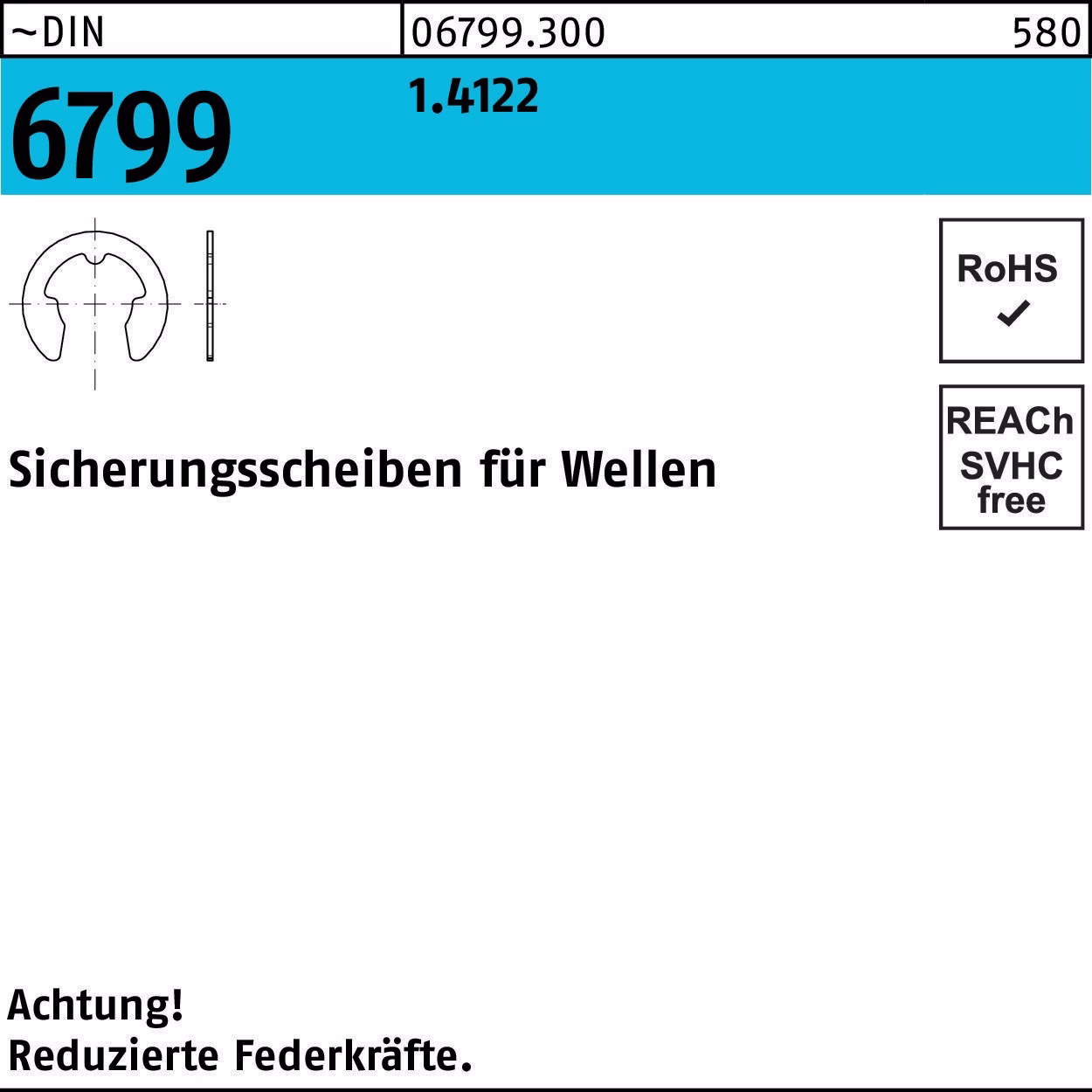 Sicherungsscheibe DIN 6799 f.Wellen 1.4122