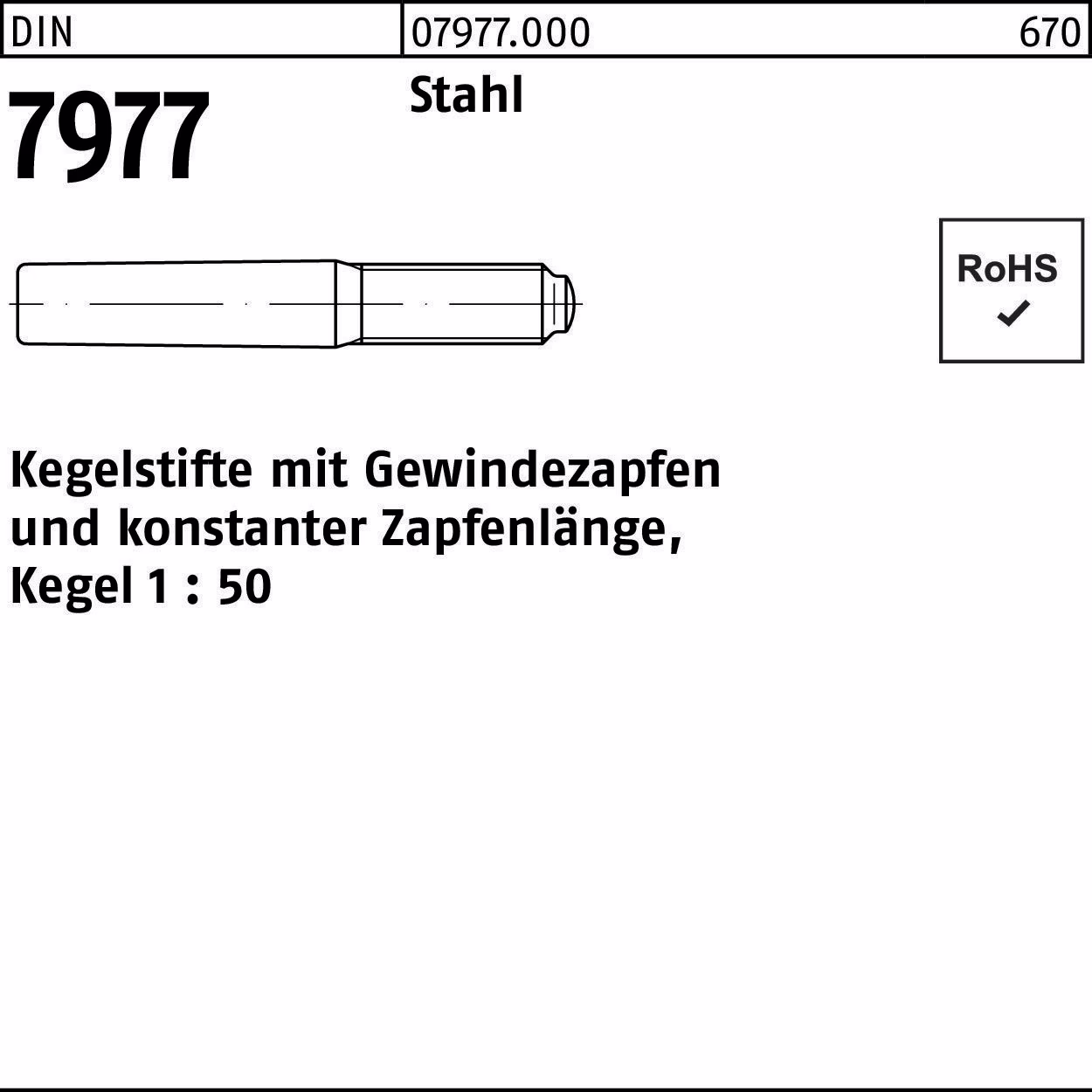 Kegelstift DIN 7977 Stahl Kegel 1:50