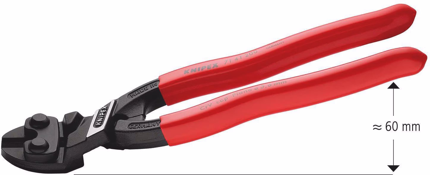 Kompaktbolzenschneider CoBolt® L.200mm Ku.-Überzug 20Grad 3,6mm m.Aussparung