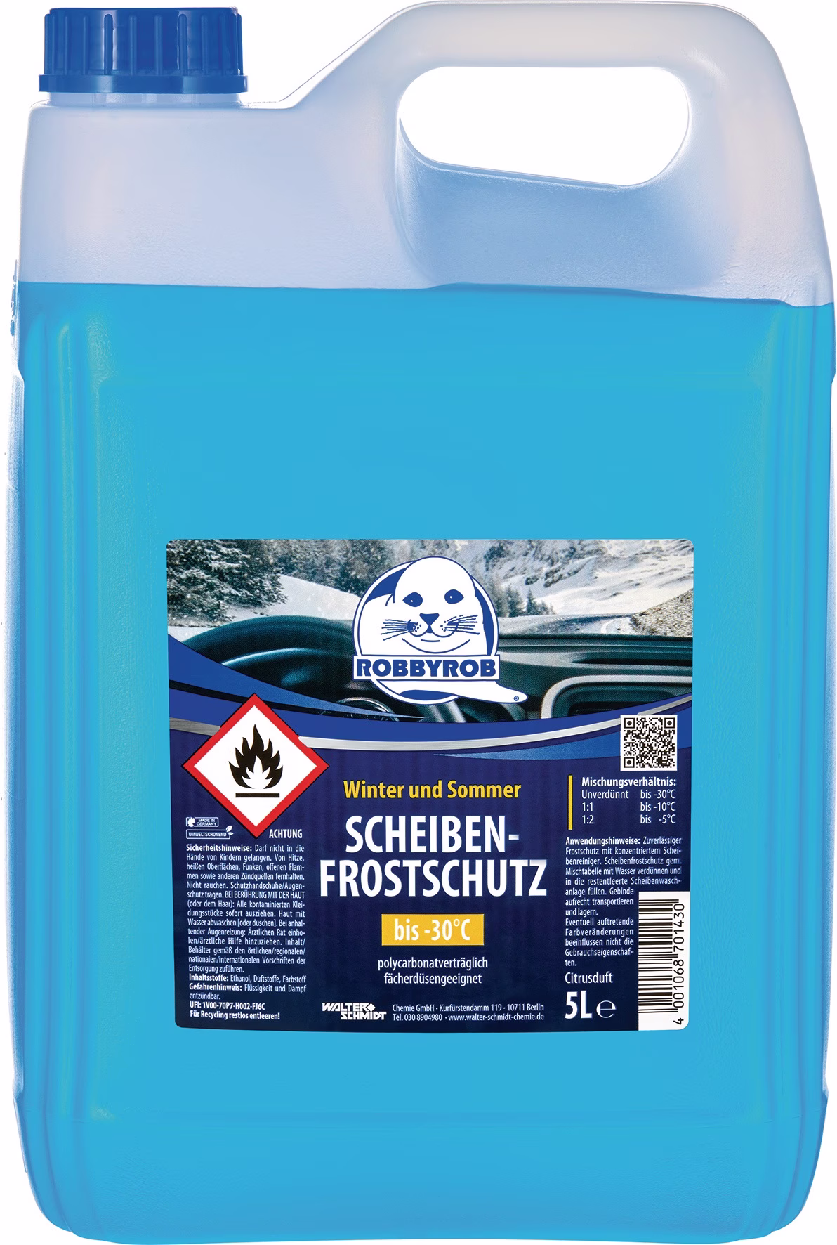 Scheibenreiniger mit Frostschutz gebrauchsfertig bis -30°C 5 l ROBBYROB