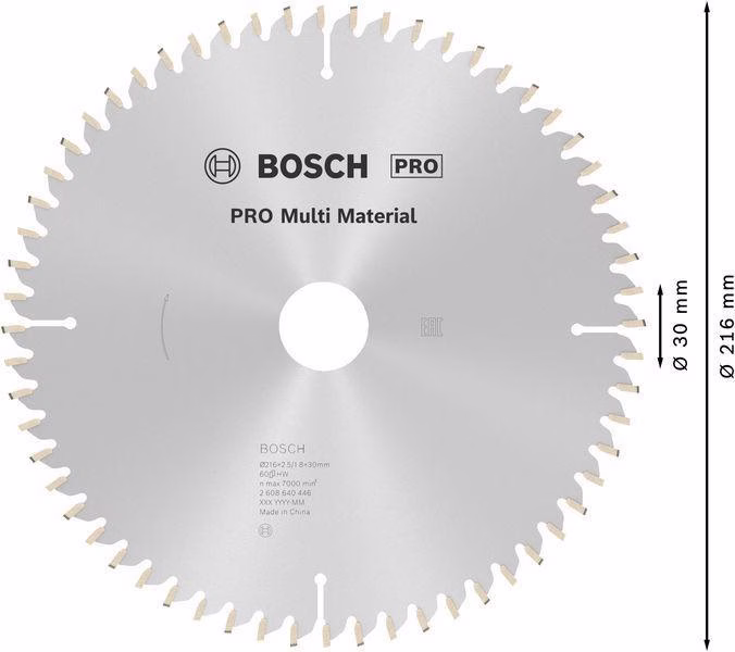 Kreissägeblatt AD 216mm Z.60 HLTCG Bohr.30mm Schnitt-B.2,5mm HM