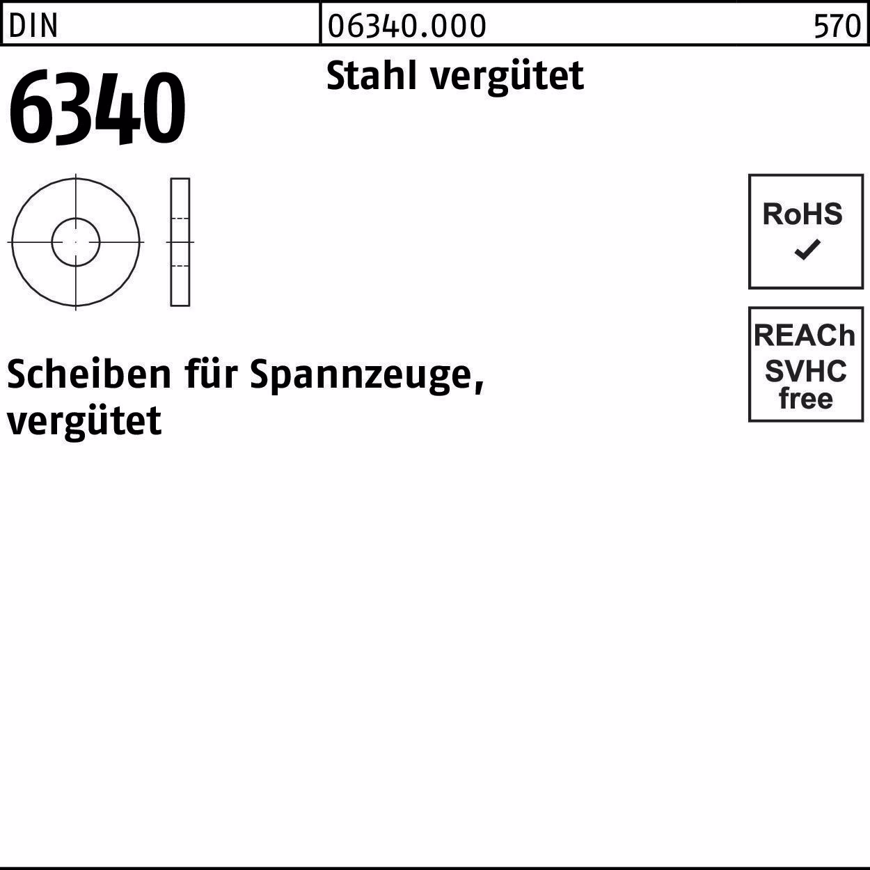 Scheibe DIN 6340 Stahl vergütet