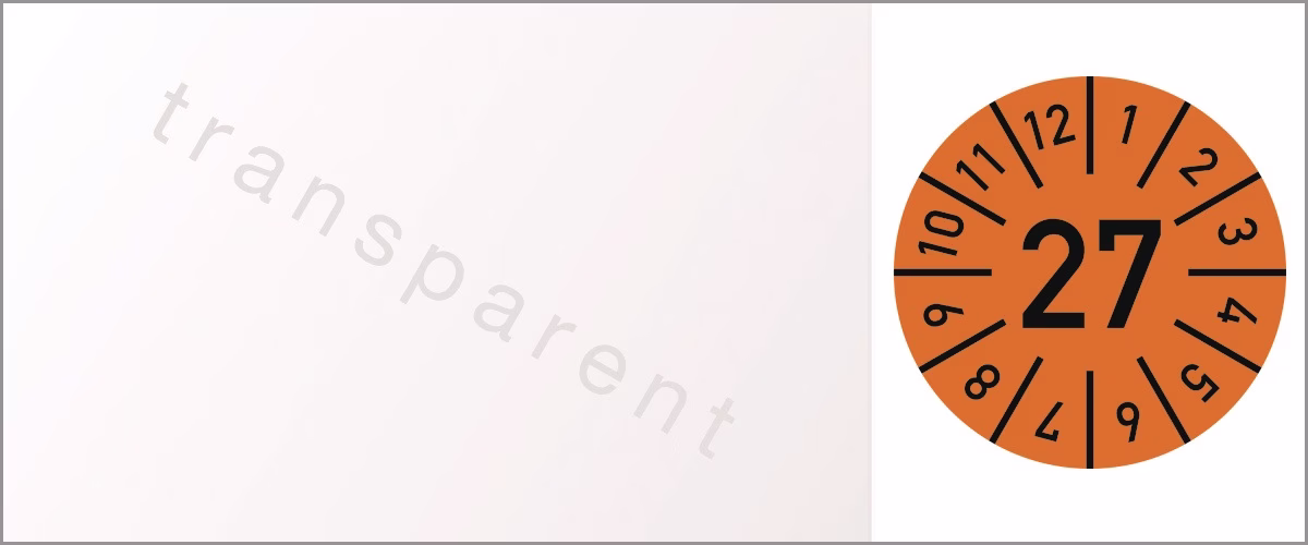 Einjahreskabelprüfplakette D.0 mmB25xL60mm J.2027 m.Monaten Folie