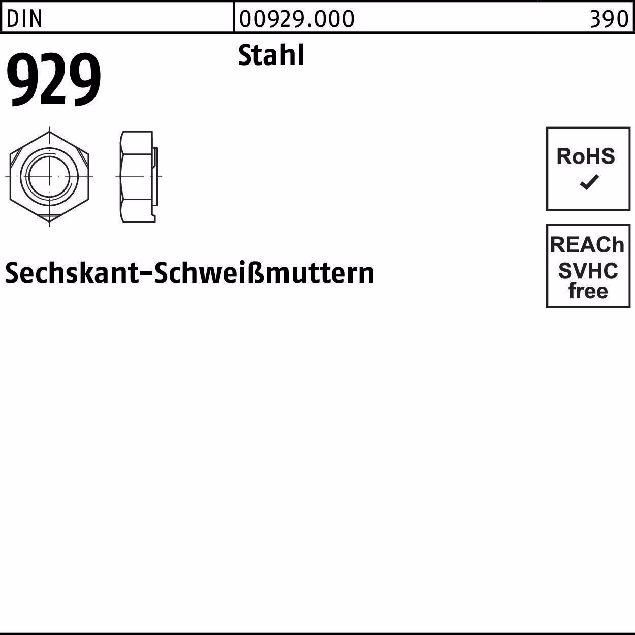 Sechskantanschweißmutter DIN 929
