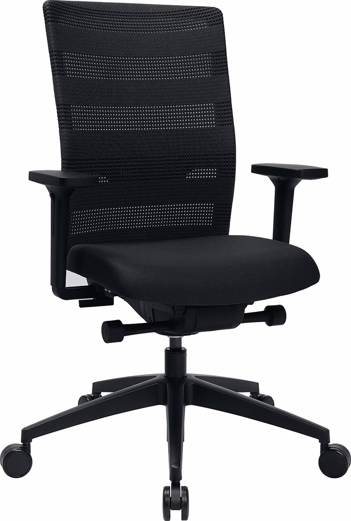 Bürodrehstuhl m.Synchrontechnik schwarz 450-570mm m.Armlehnen Trgf.110kg