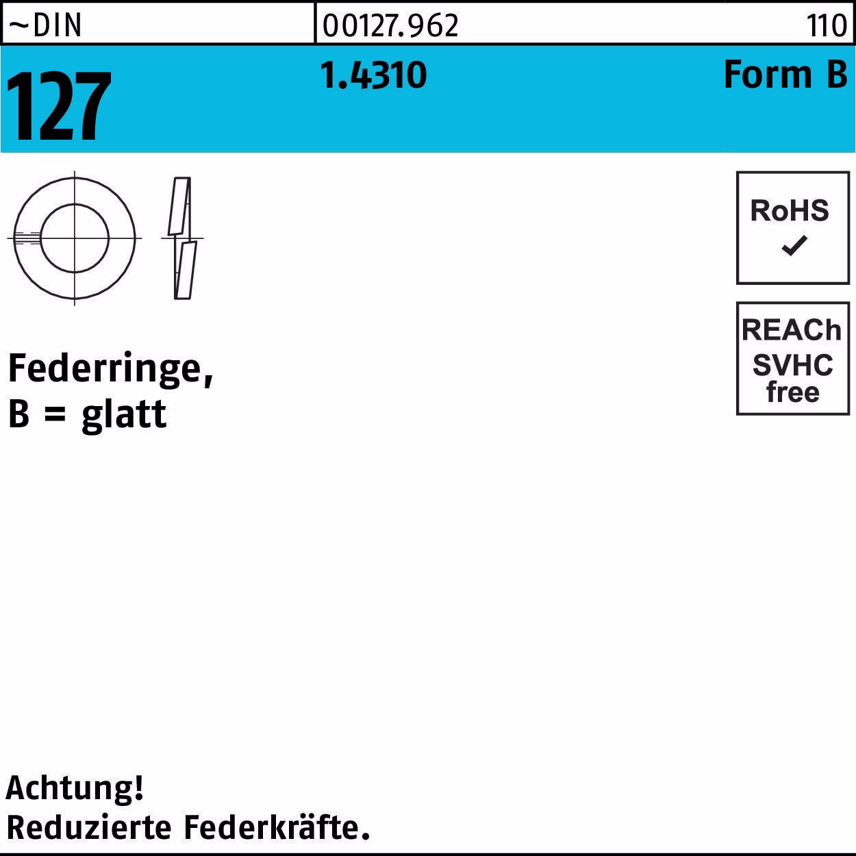 Federring DIN 127 B 14 1.4310 50 Stück