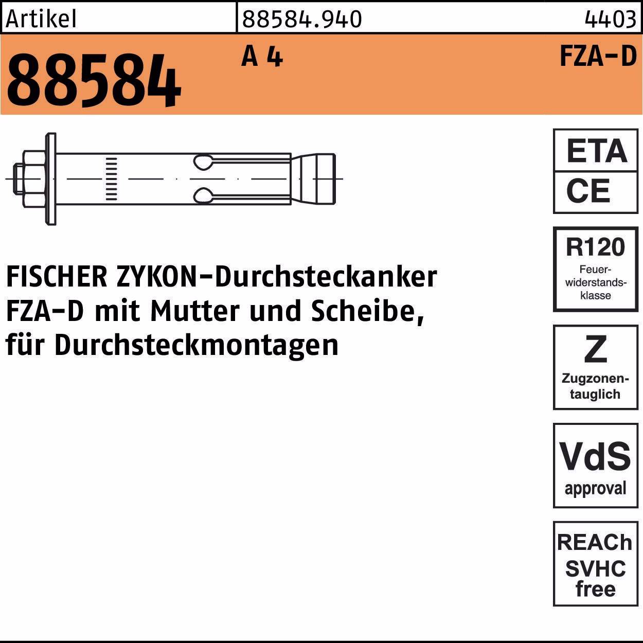 Durchsteckanker R 88584 ZYKON FZA-D