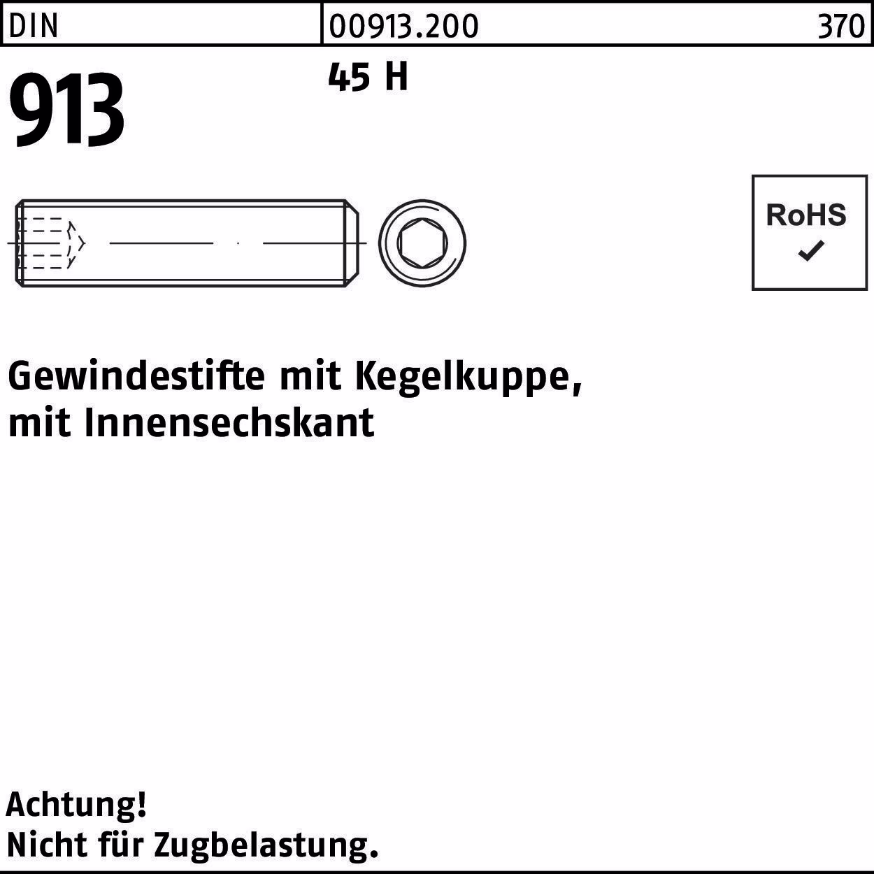 Gewindestift DIN 913 Kegelkuppe/Innen-6kt