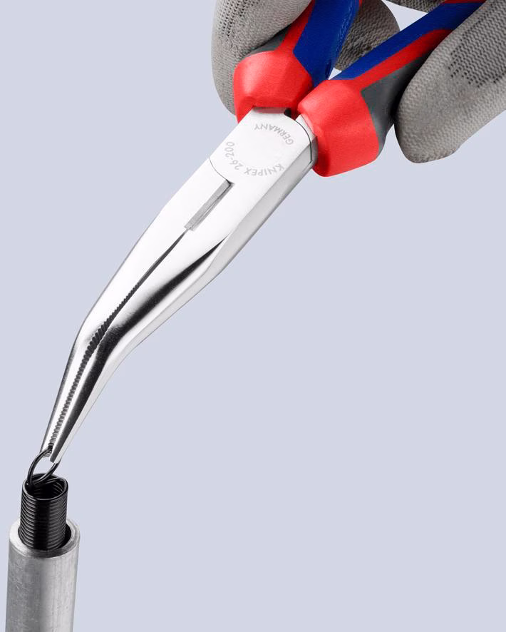 Flachrundzange L.200mm verchr.40Grad gew.Comfort-Griff