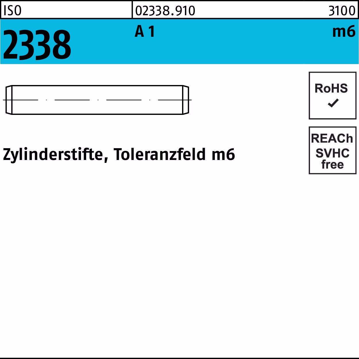 Zylinderstift ISO 2338 m6x